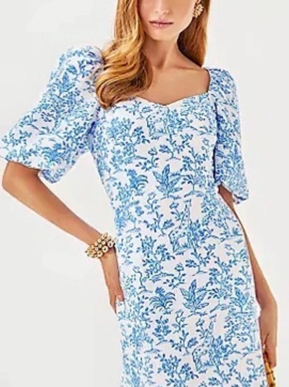 Lilly Pulitzer Justina Skirted Romper Blue & White Floral Mini